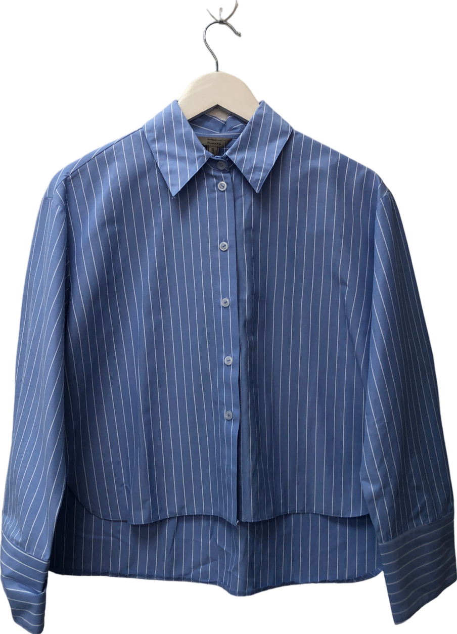 River Island Blue Stripe Cropped Shirt UK 10