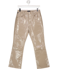 Citizens of Humanity Beige Cashew Patent Isola Cropped Boot Recycled Real Leather Jeans W25