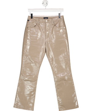 Citizens of Humanity Beige Cashew Patent Isola Cropped Boot Recycled Real Leather Jeans W25