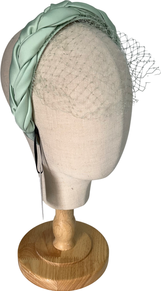 L.K.Bennett Green Melissa Plaited Headband fascinator with net