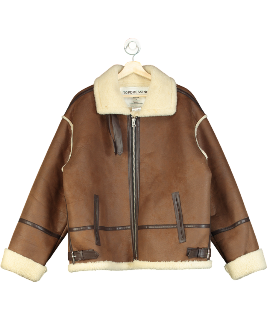 TopDressing Brown Faux Leather Mustang Jacket UK L