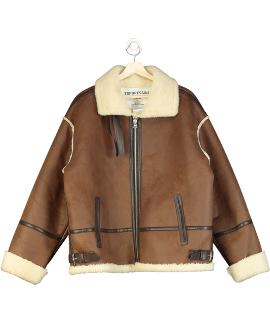 TopDressing Brown Faux Leather Mustang Jacket UK L