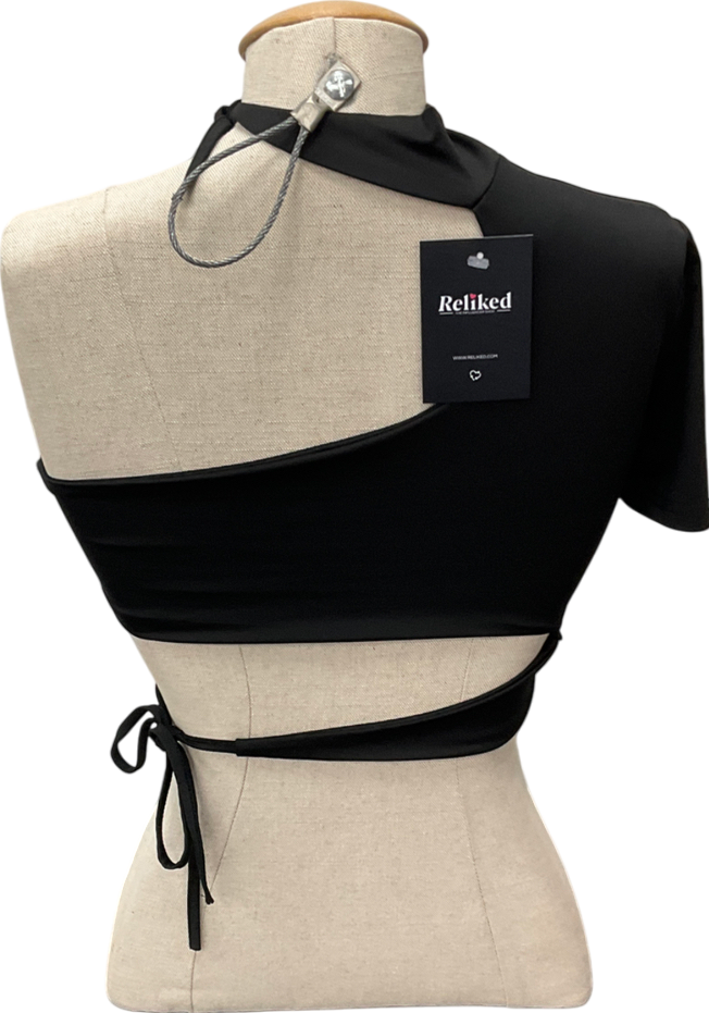 MURCI Black Off Shoulder Top Tie Up Top UK 8