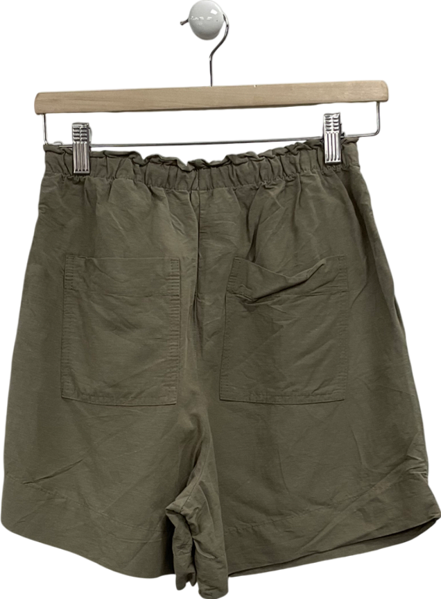 H&M Green Linen-blend Shorts UK XS
