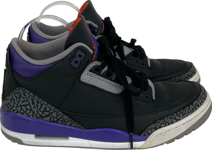 Nike Air Jordan 3 Black Court Purple Cement Grey UK 6.5 EU 39.5 👠