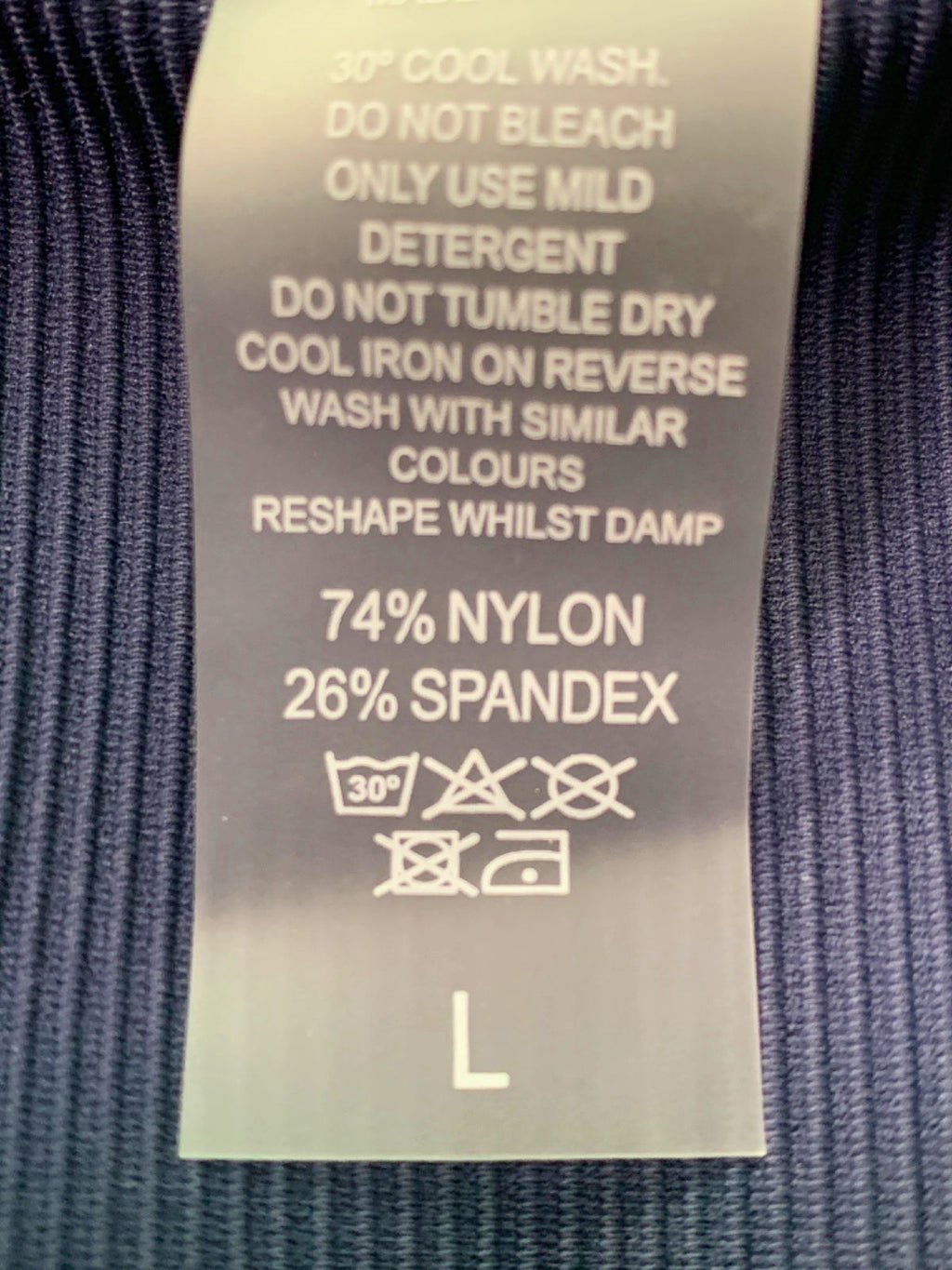 WAT.THE.BRAND Navy Blue Ribbed Crop Top L