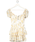 Bardot White Broderie Corset Dress In Tropical Print UK 6
