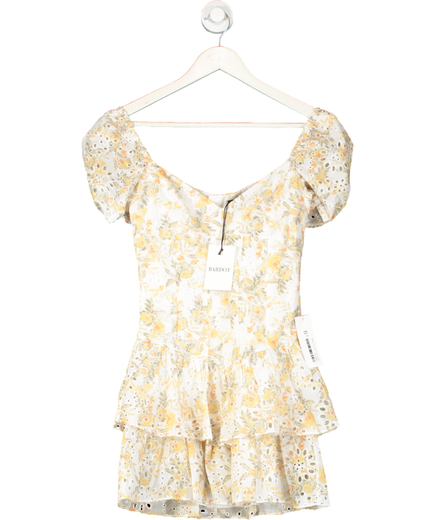 Bardot White Broderie Corset Dress In Tropical Print UK 6