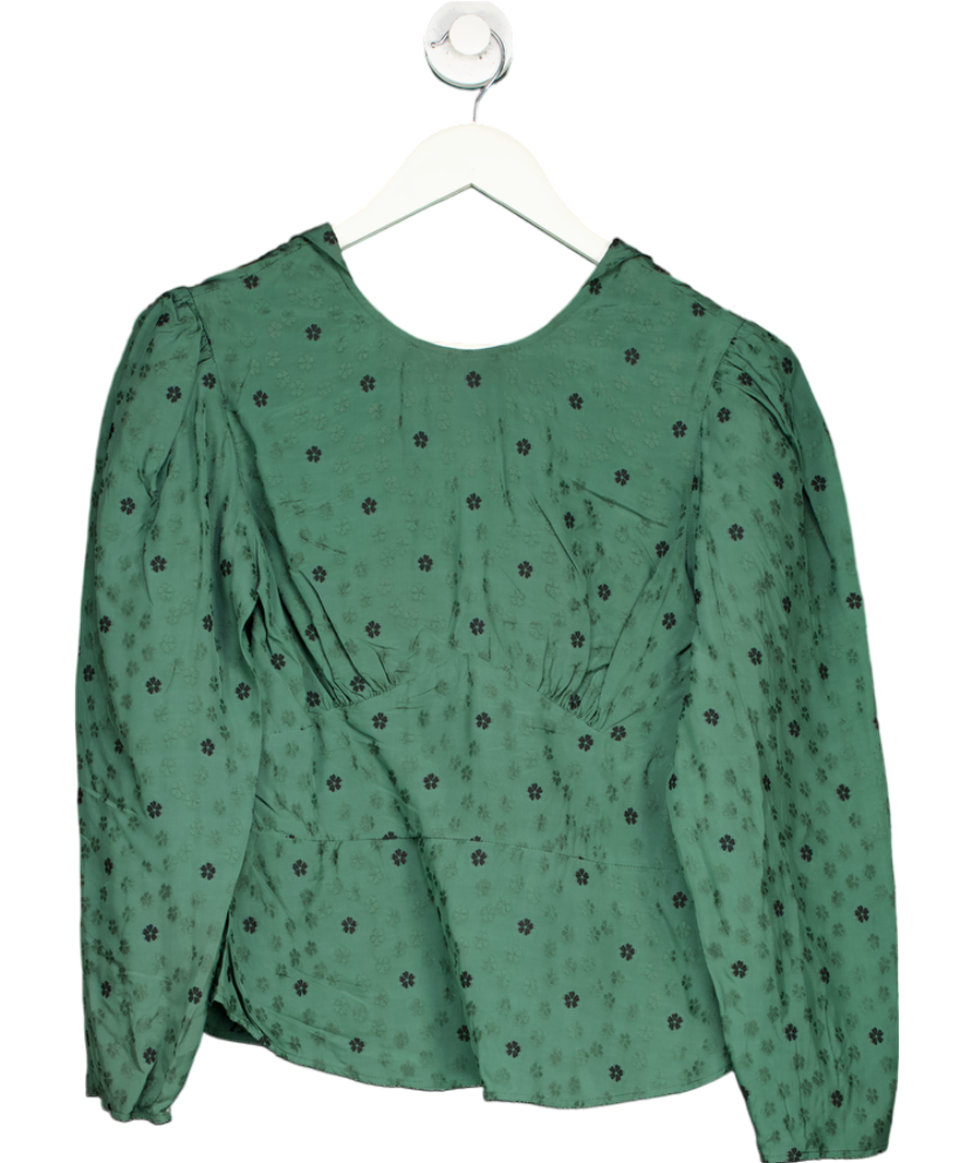 Alexachung Green Floral Embroidery Blouse UK 10