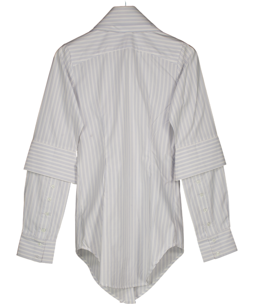 Jacqueline Then White Star Sequin Collar Long Striped Shirt Dress UK S