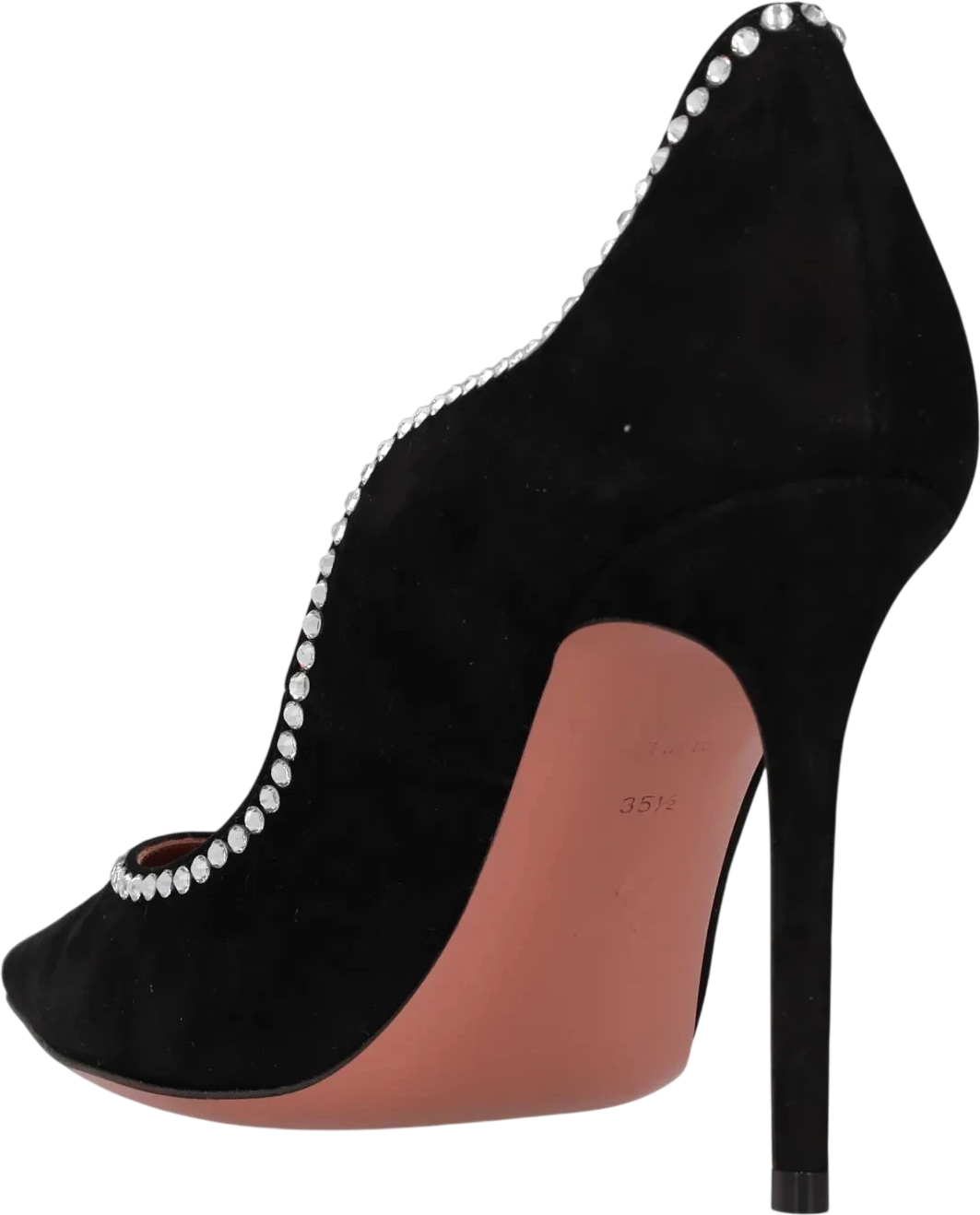 AMINA MUADDI Black Suede Crystal Embellished Romy Pointed-toe Shoes UK 3 EU 36