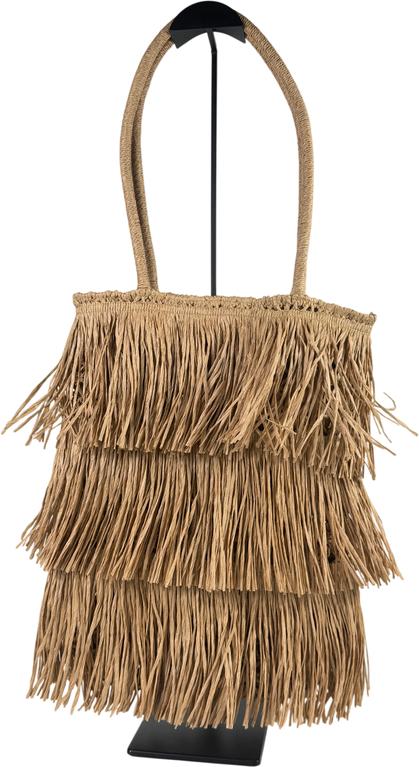 ASOS Beige Straw Fringe Tote Bag In Natural One Size