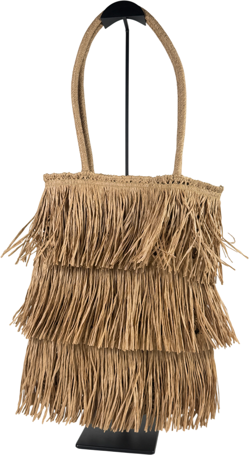 ASOS Beige Straw Fringe Tote Bag In Natural One Size
