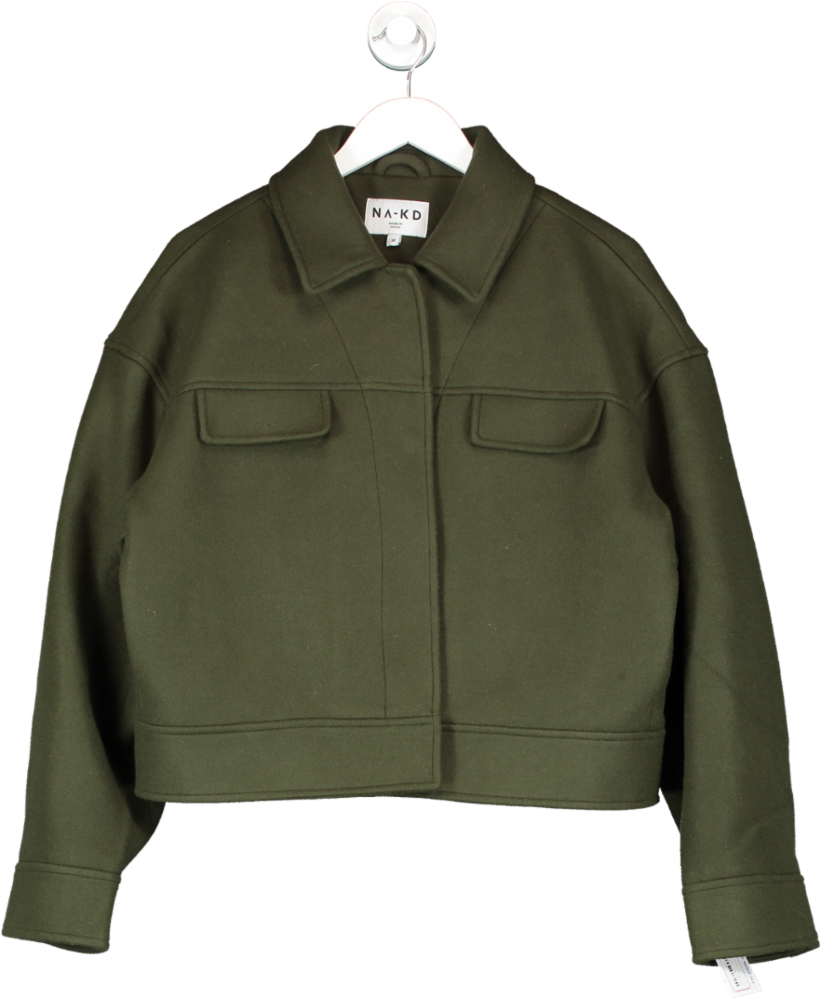 NA-KD Green Wool Look Jacket UK 10