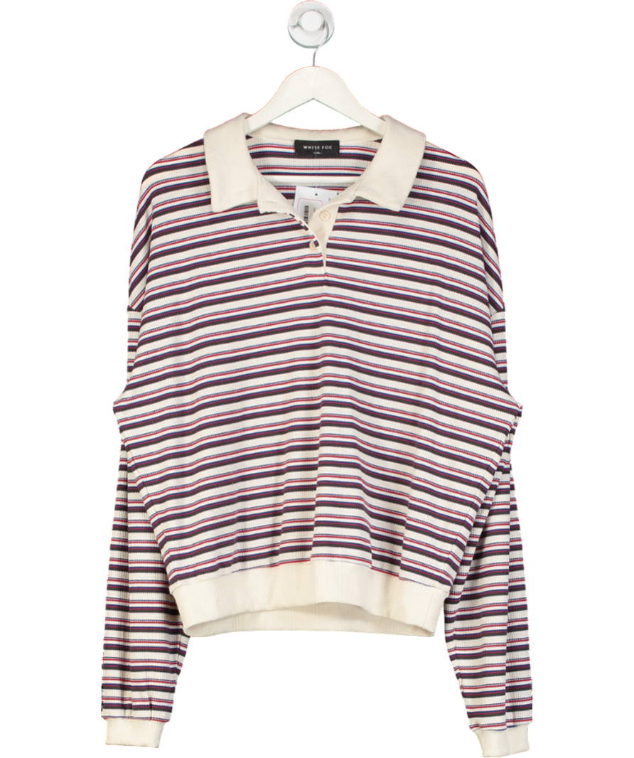 White Fox Multicoloured Behind Your Back Long Sleeve Rugby Shirt Red Stripe UK L/XL