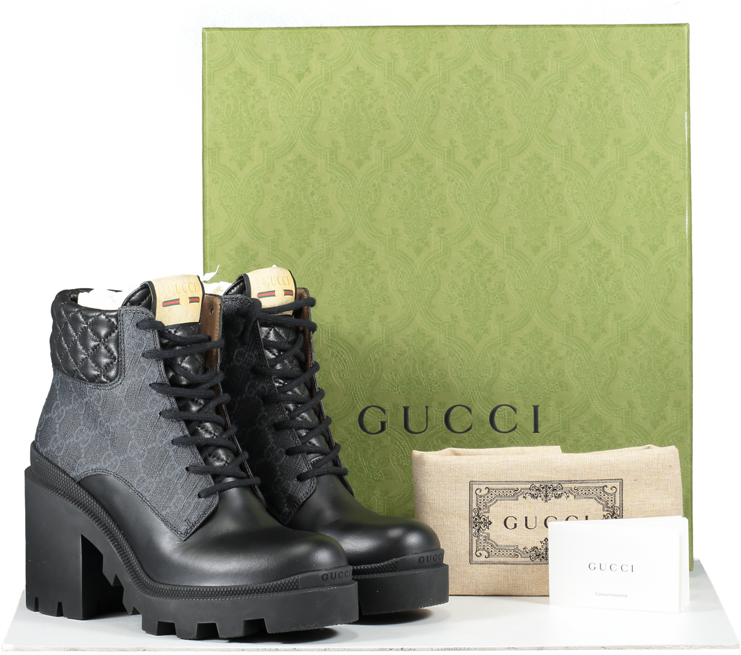 Gucci Gg Ankle Boot In Black Supreme Canvas UK 4.5 EU 37.5 👠
