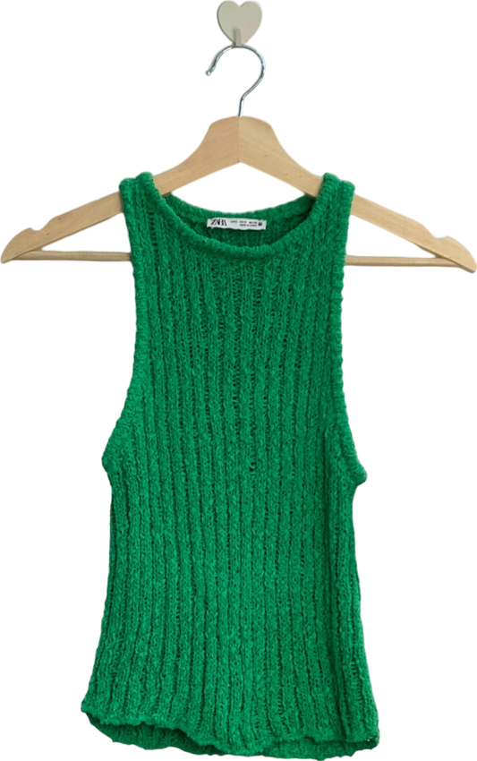 Zara Green Knitted Sleeveless Top UK 8