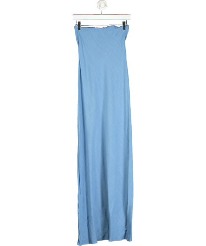 Anthropologie Blue The Fleur Strapless Linen-blend Maxi Slip Dress UK 8