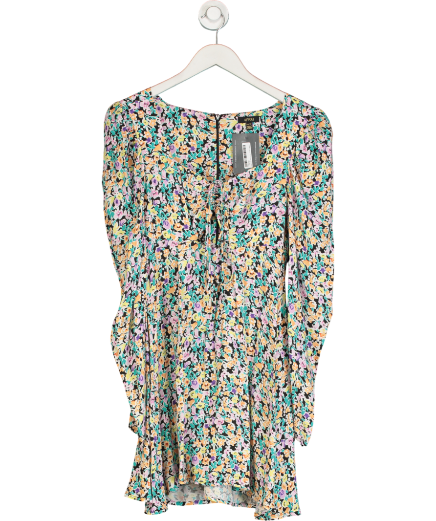 AFRM Multicoloured Long Sleeve Floral Mini Dress UK XS