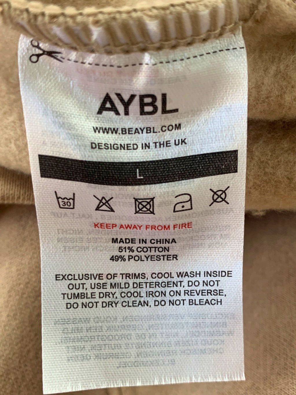 Aybl Beige Hooded Sweatshirt UK L