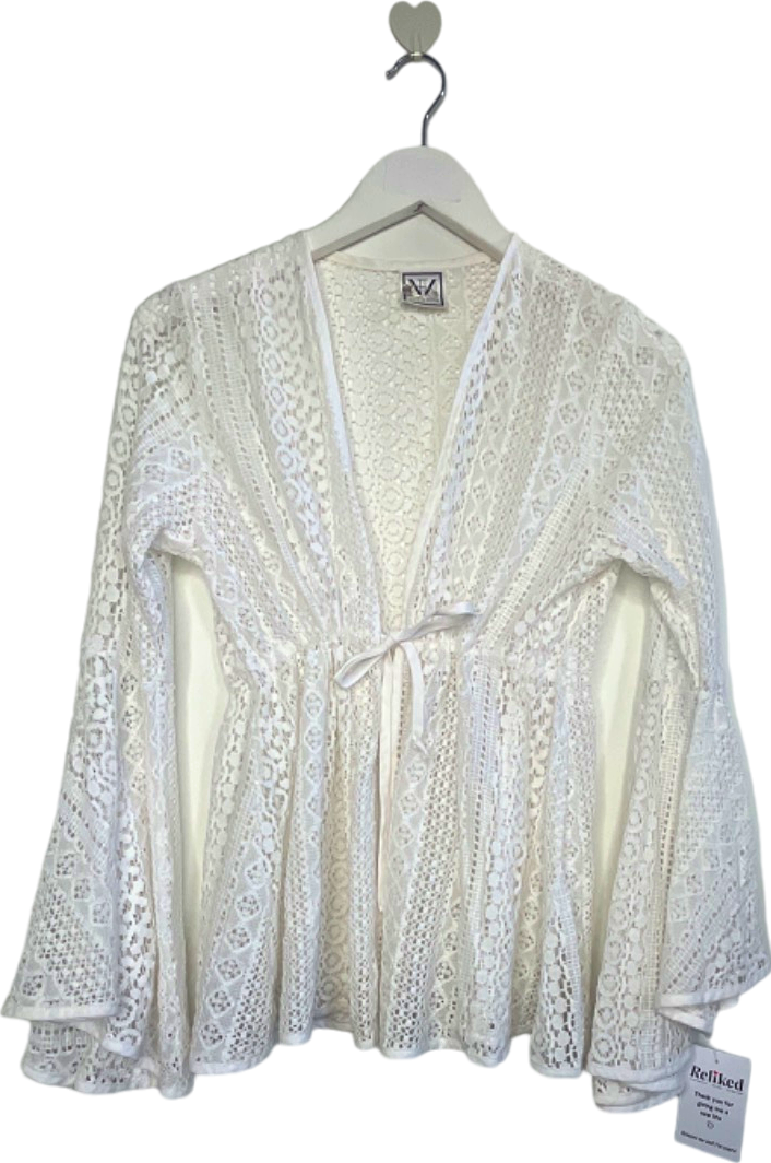 Neve & Noor White Lace Open Front Top UK S