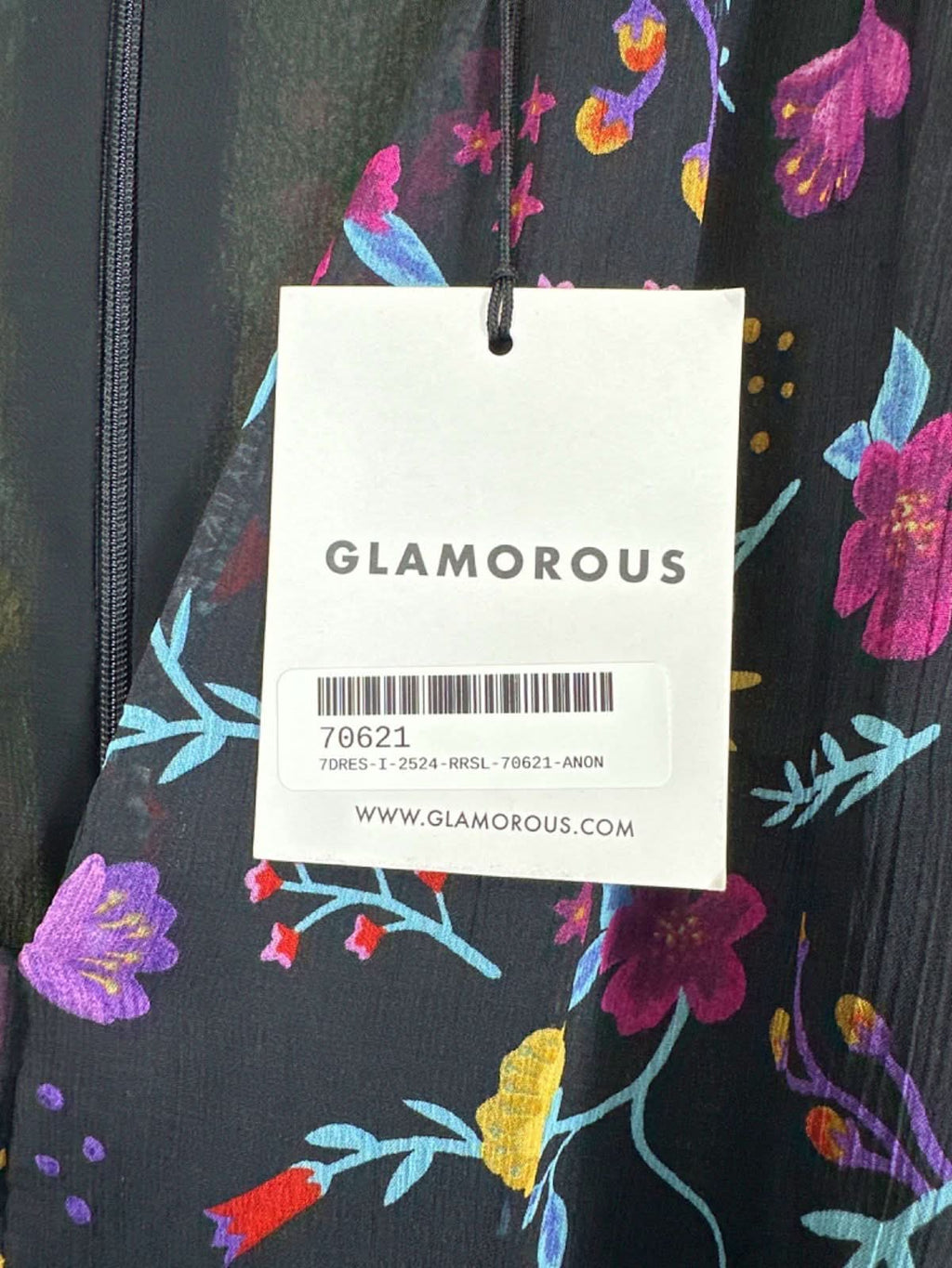 Glamorous Black Watercolour Floral Long Sleeve Wrap Midi Dress Size 8