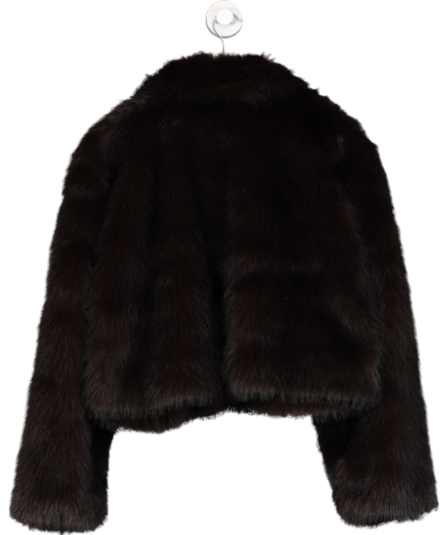 H&M Dark Brown Cropped Faux Fur Jacket UK L
