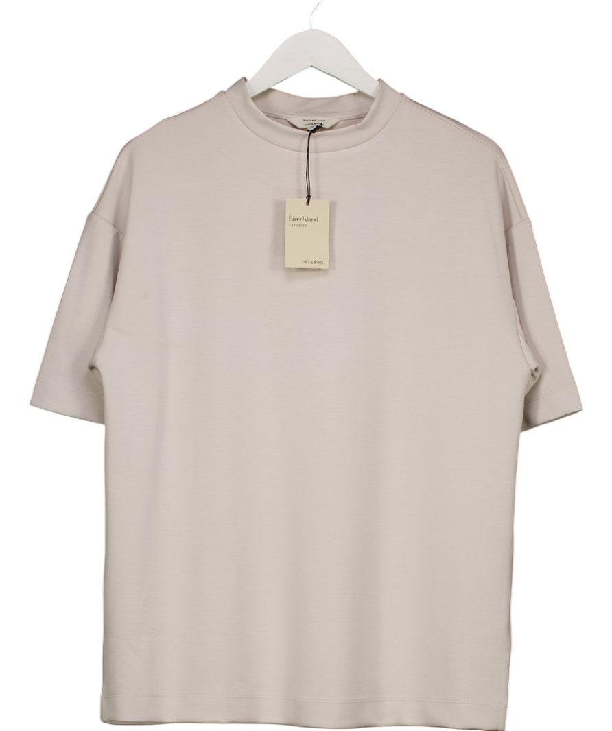 River Island Beige Short Sleeve Oversized T-shirt UK S