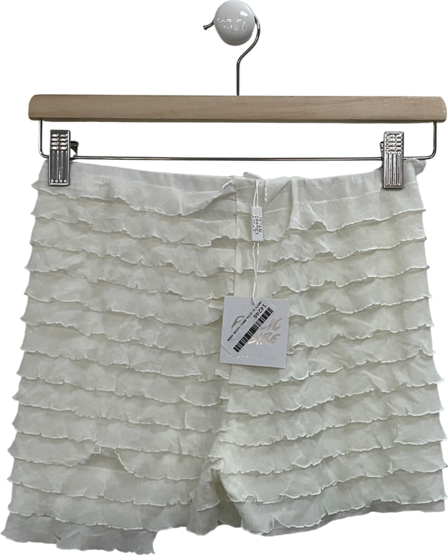 Public Desire Cream Ruffle Detail High Waist Shorts UK 10