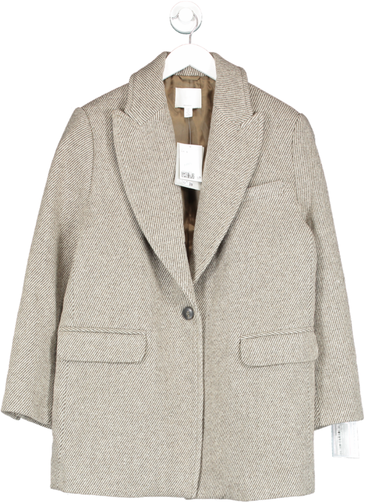 H&M Brown Wool Blend Pinstripe Jacket UK S