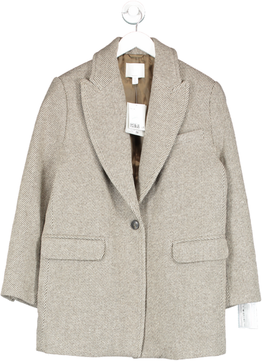 H&M Brown Wool Blend Pinstripe Jacket UK S