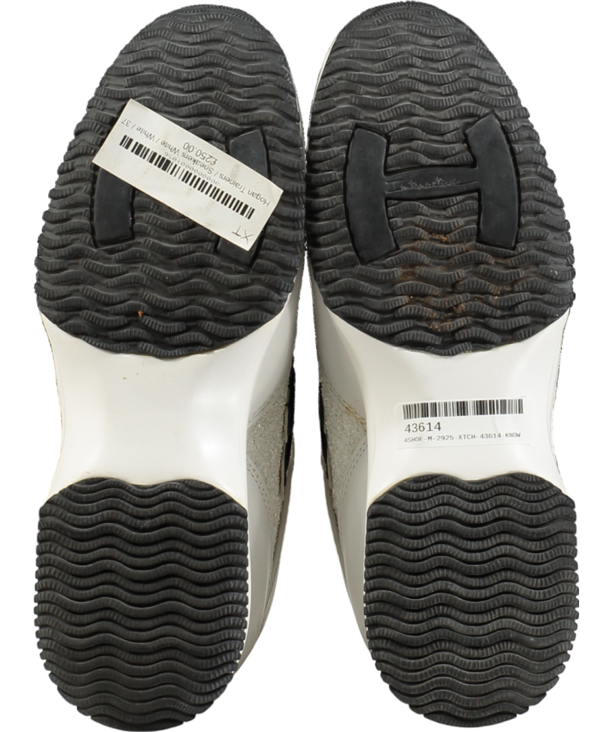 HOGAN White Leather & Glitter H Logo Trainers UK 4 EU 37 👠