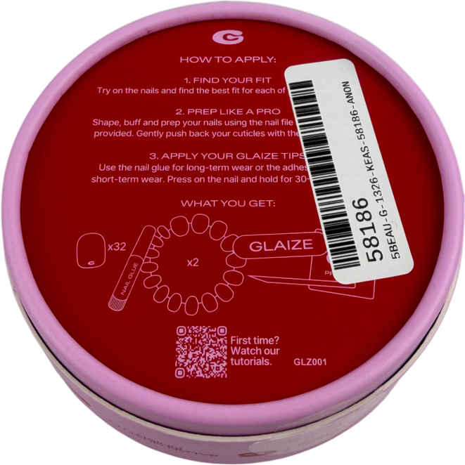 Glaize Stick-on Gel Nails Classic Red One size
