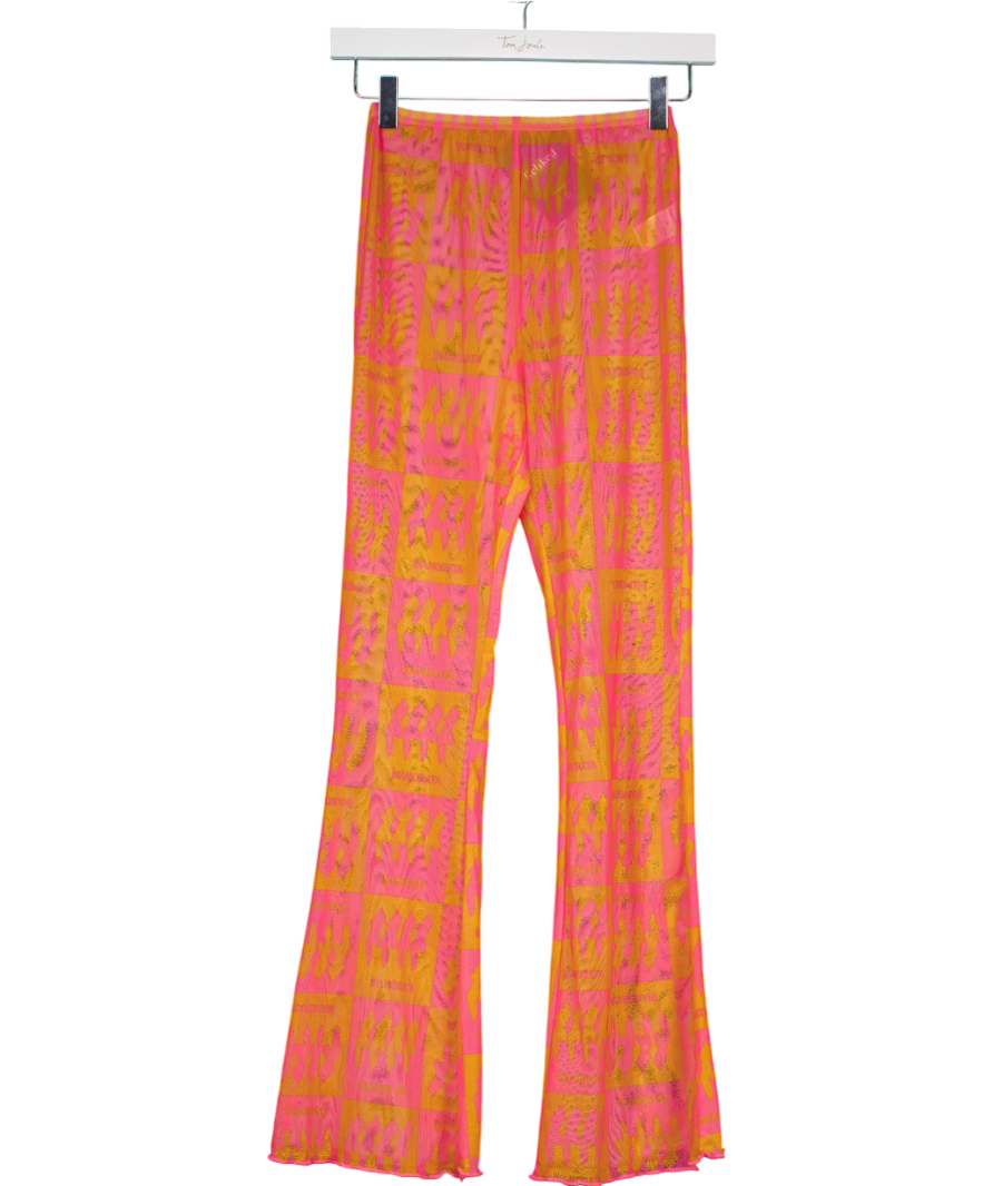 INAMORATA Orange Check Beachwood Trousers UK S