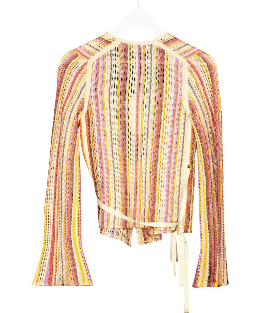 ME+EM Multicoloured Metallic Textured Stripe Knit Wrap Top UK 4