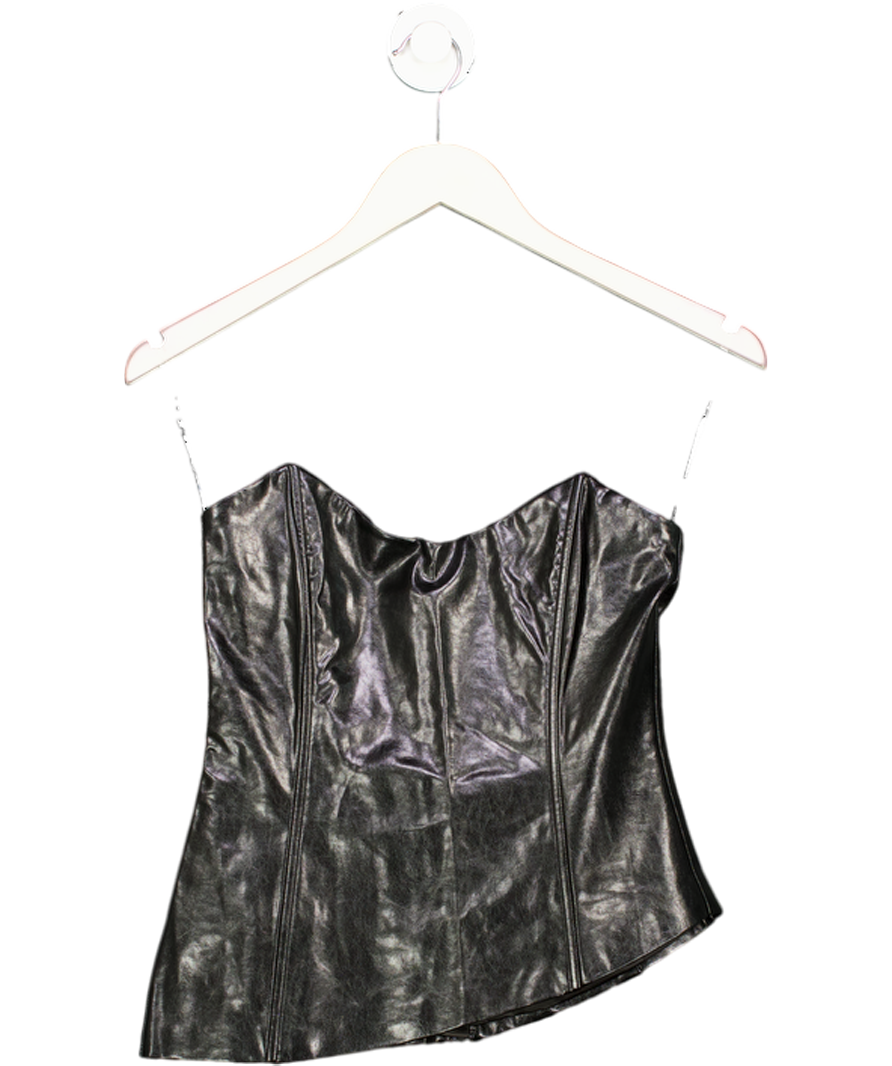 Meshki Black Faux Leather Corset Top UK XS