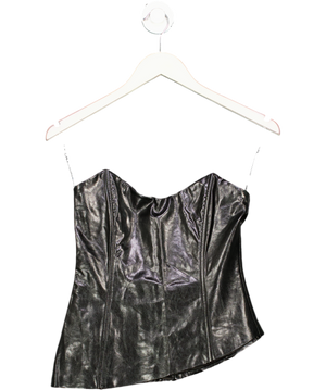 Meshki Black Faux Leather Corset Top UK XS