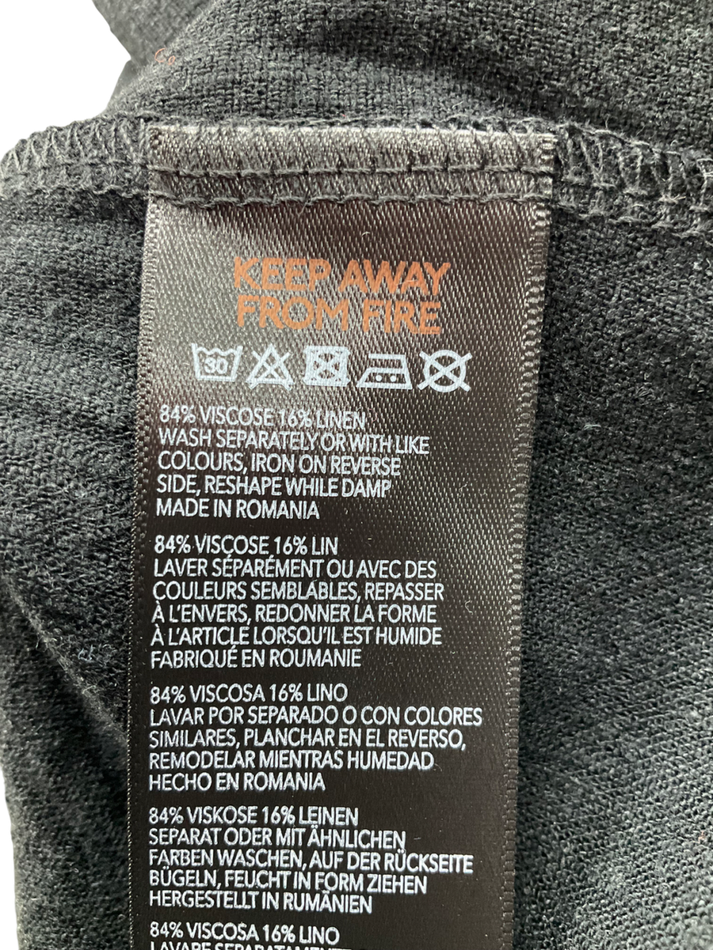 Urban Outfitters Black Archive Linen Look Tie Front Top UK XS