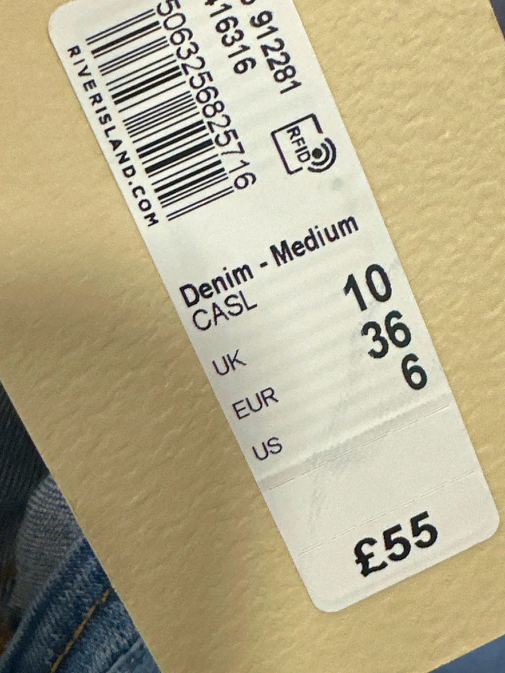 River Island Blue Denim Off-Shoulder Midi Dress UK 10