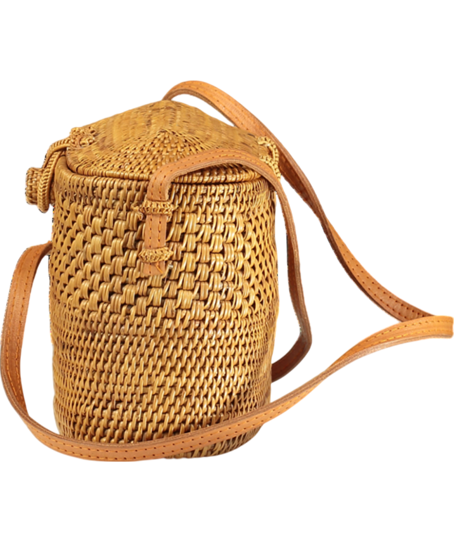 Brown Small Raffia Basket Bag