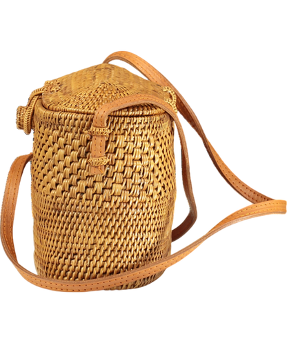 Brown Small Raffia Basket Bag