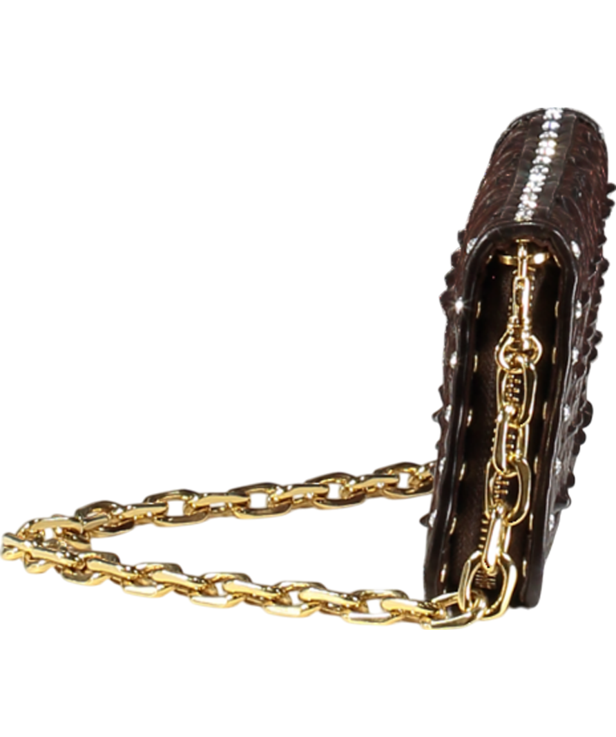 Korokum Brown Spica Genuine Crocodile Leather Wallet One Size