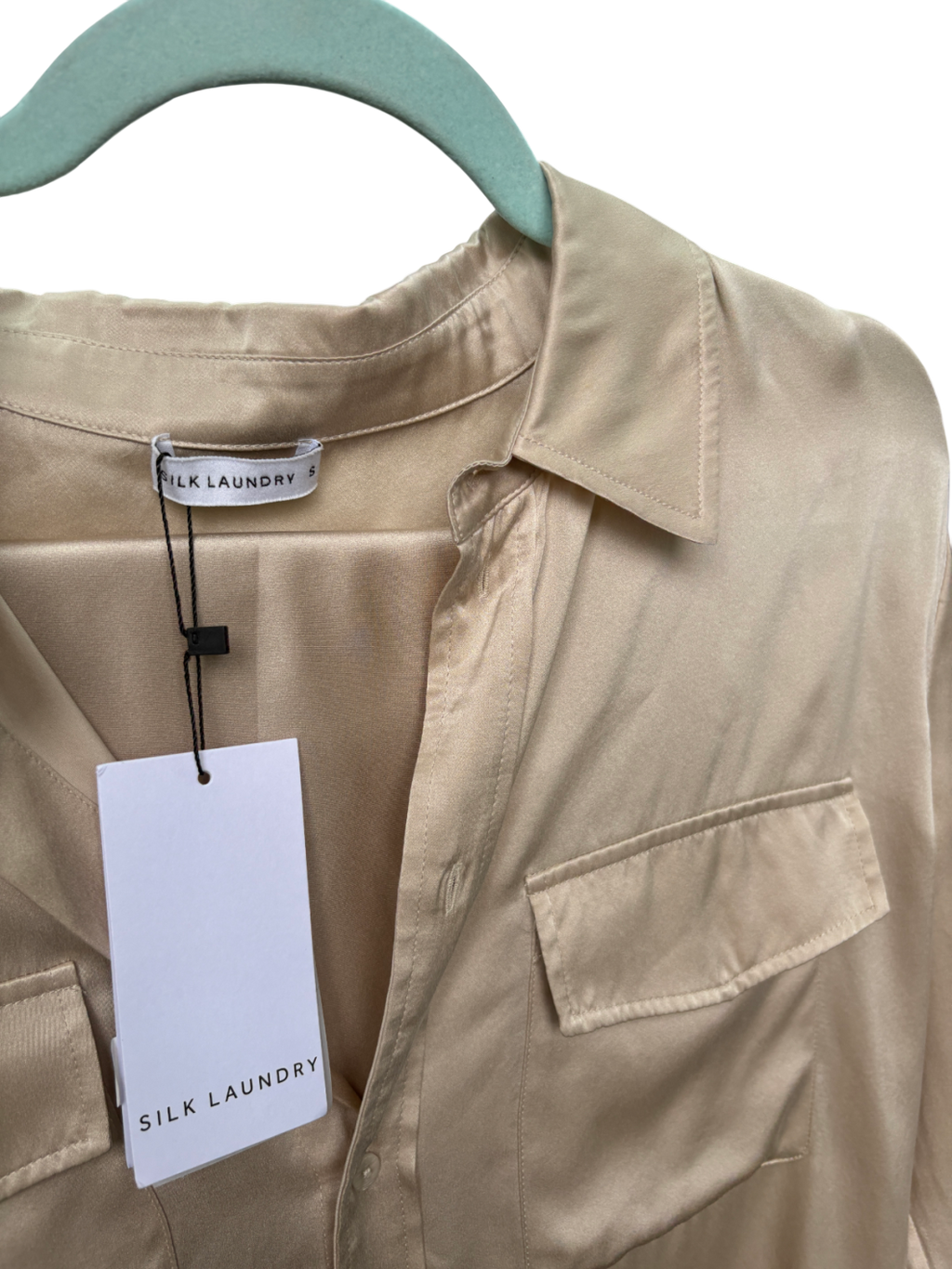 Silk Laundry Beige Boyfriend Shirt And Bias Cut Trousers UK S/M