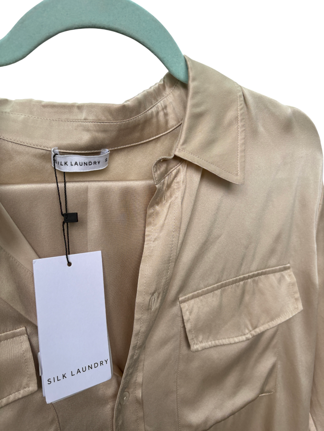 Silk Laundry Beige Boyfriend Shirt And Bias Cut Trousers UK S/M