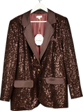 Monsoon Brown X Sarah Corbett-winder Satin Sequin Blazer Bronze UK 10
