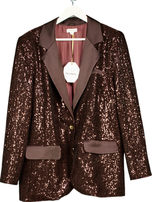 Monsoon Brown X Sarah Corbett-winder Satin Sequin Blazer Bronze UK 10
