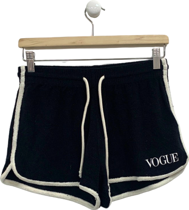 British Vogue Black Terry Shorts UK S