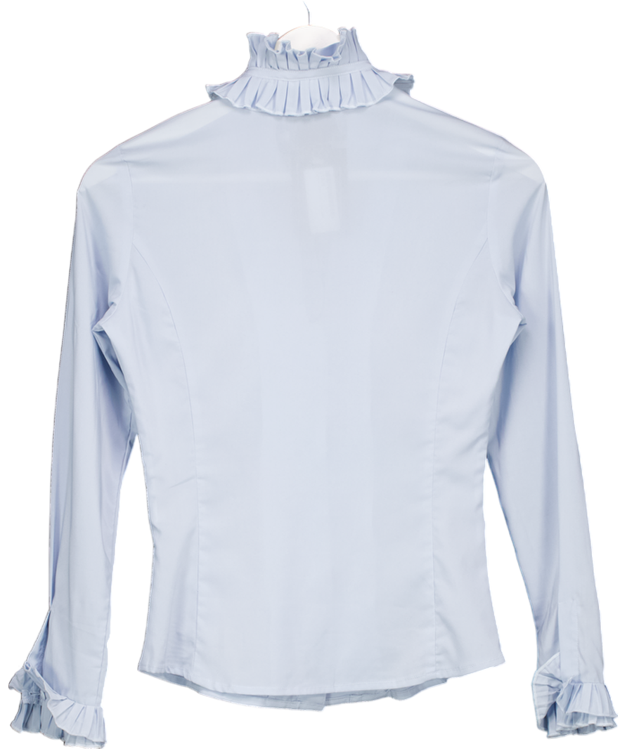 Aavelle Blue Ruffle Shirt UK XS