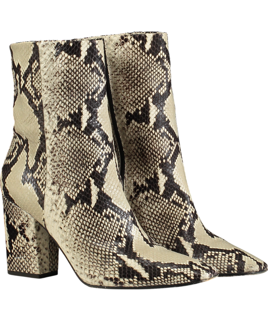Marion Parke Beige Snakeskin Block Heel Ankle Boots UK 8 EU 41 👠