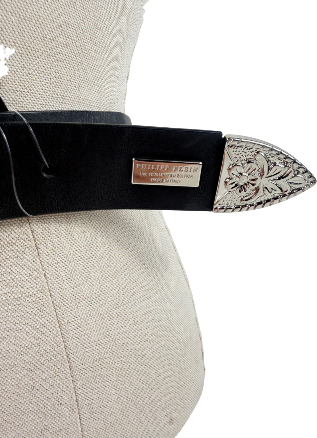 phillip plein Black Floral Design Buckle Belt One Size